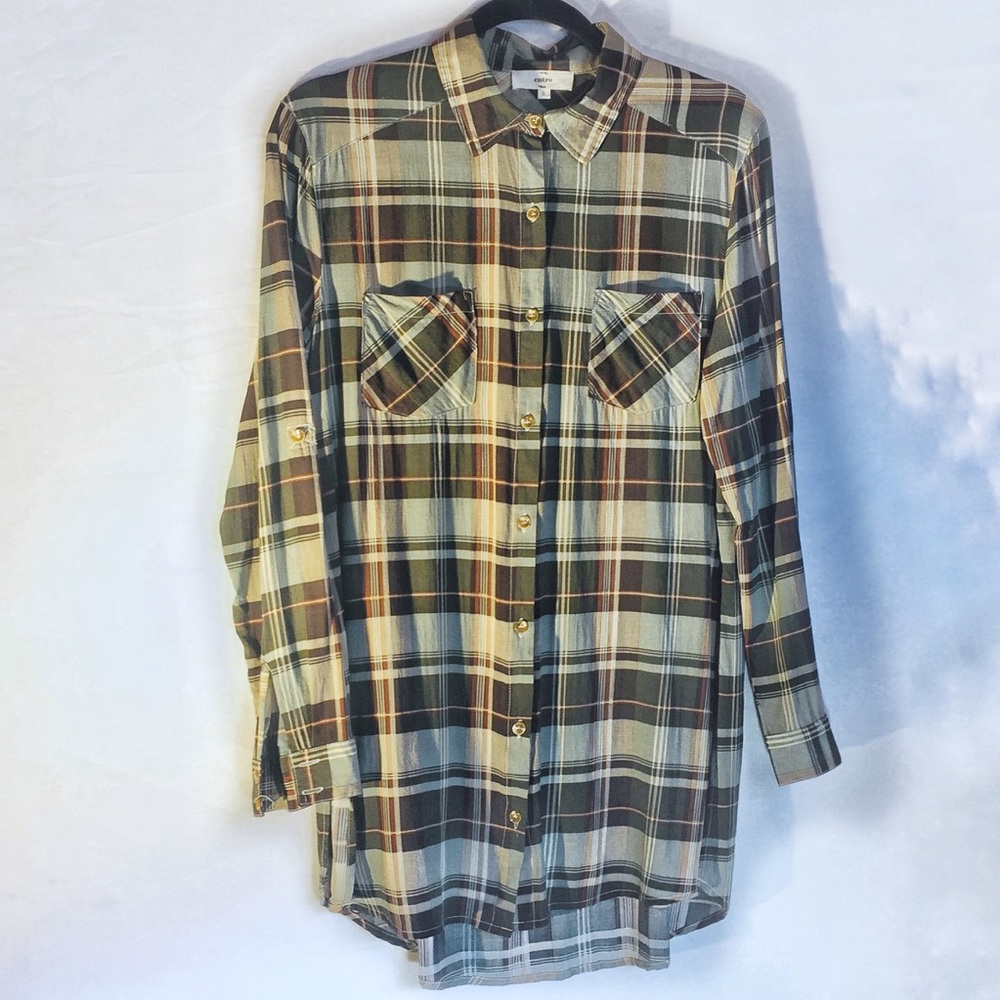 Entro Boyfriend plaid women’s shirt size S